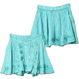 Embroidered Acid-Wash Lace Skirt